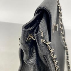 Chanel Shoulder Bag 2.55 Chain Leather Black Women's