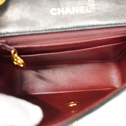 Chanel Shoulder Bag Matelasse Chain Lambskin Black Women's