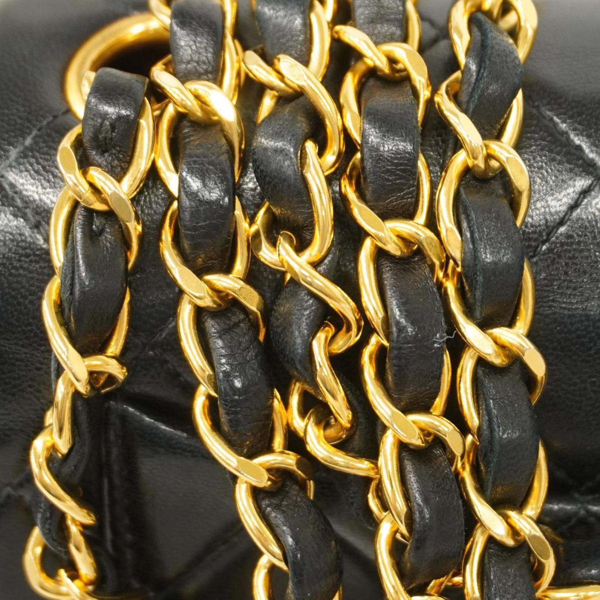 Chanel Shoulder Bag Matelasse Chain Lambskin Black Women's