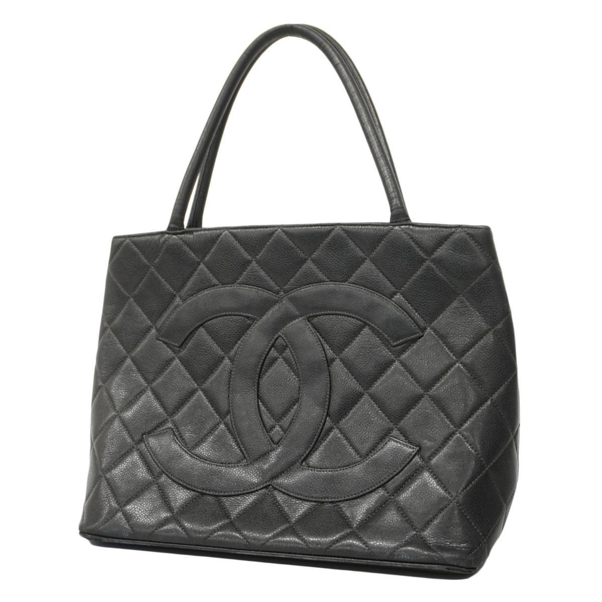 Chanel Tote Bag Reproduction Caviar Skin Black Women's