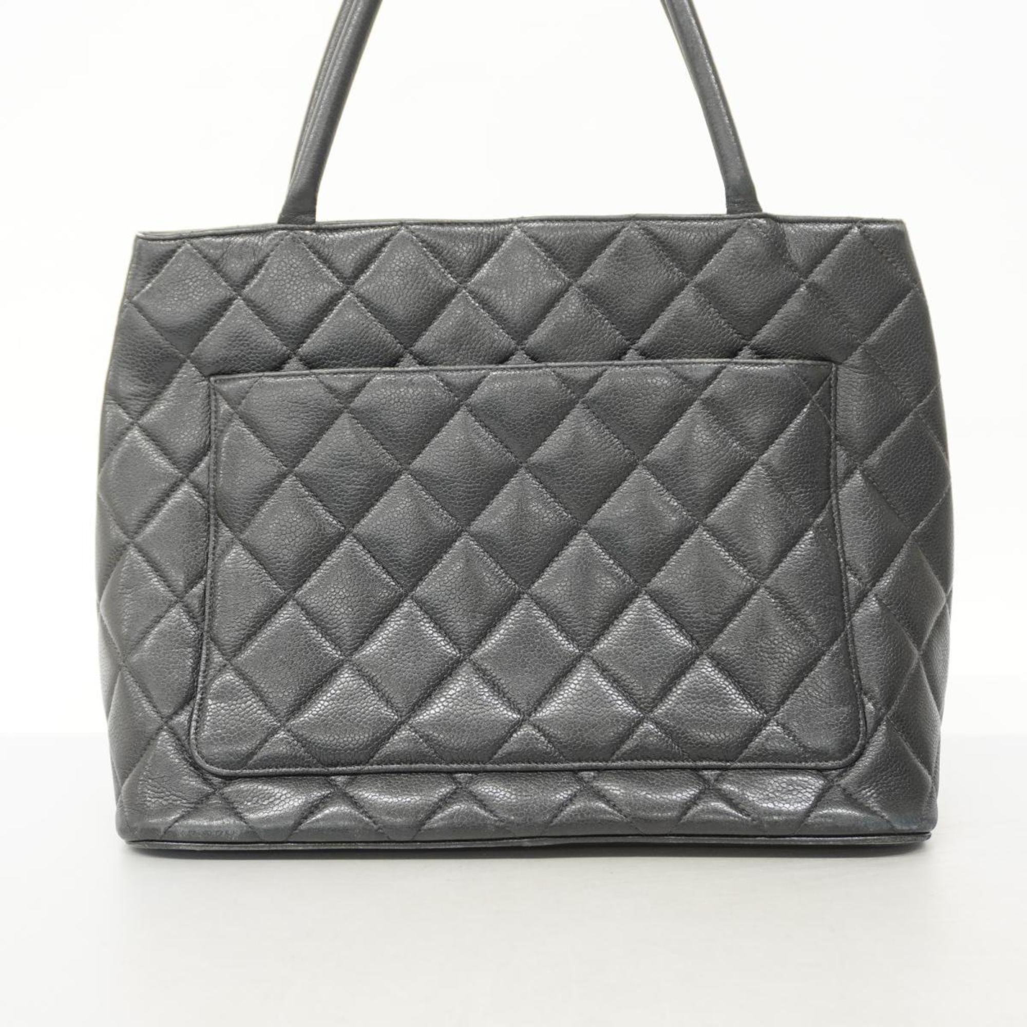 Chanel Tote Bag Reproduction Caviar Skin Black Women's