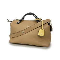 Fendi Shoulder Bag By The Way Leather Black Beige Women's