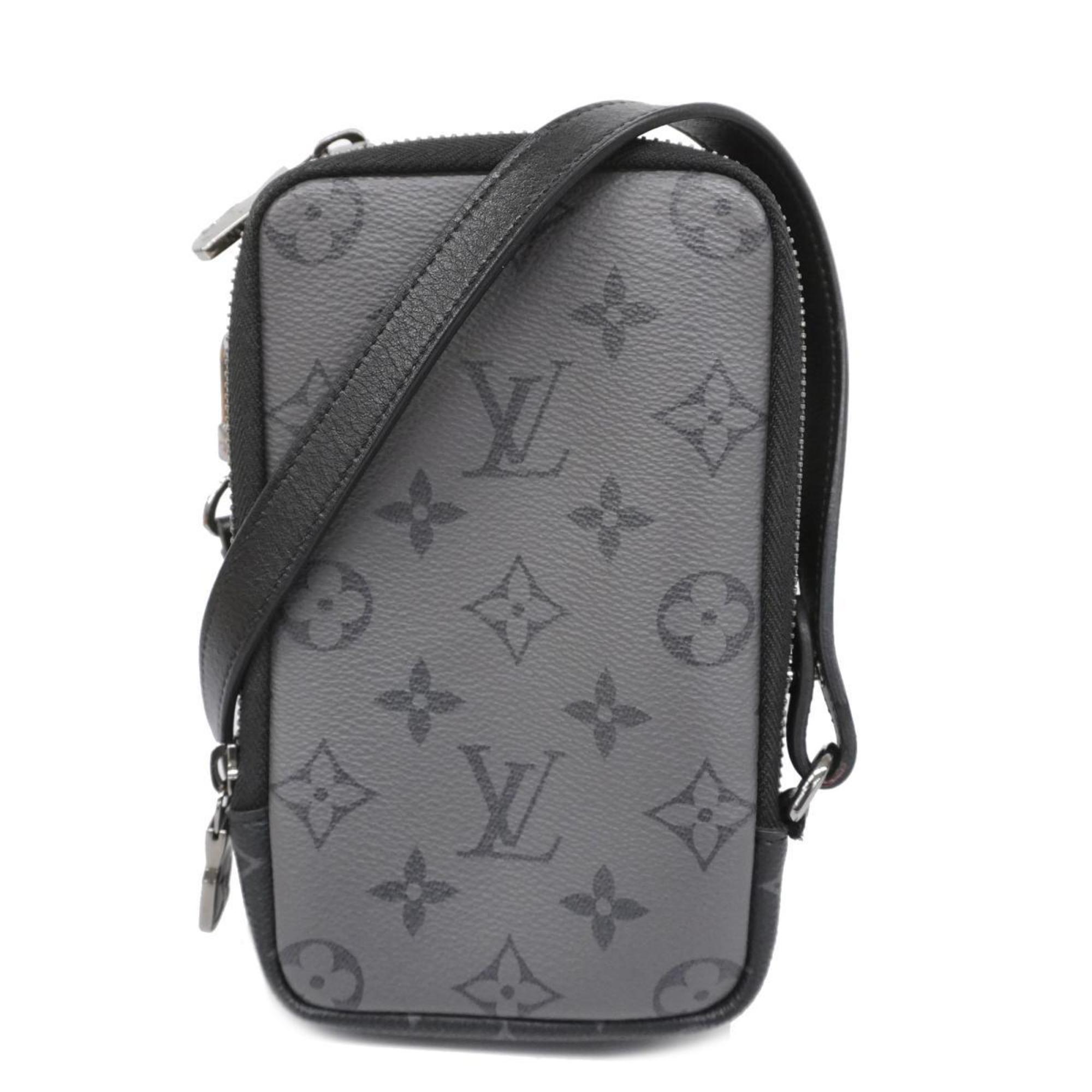 Louis Vuitton Shoulder Bag Monogram Eclipse Double Phone Pouch M69534 Grey Men's