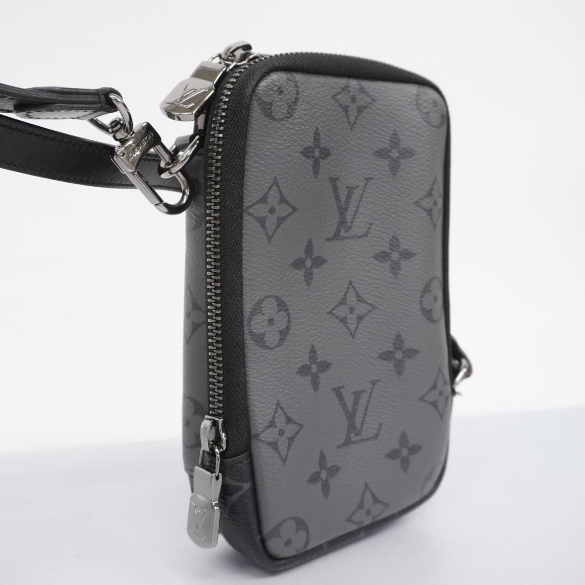 Louis Vuitton Shoulder Bag Monogram Eclipse Double Phone Pouch M69534 Grey Men's