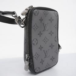 Louis Vuitton Shoulder Bag Monogram Eclipse Double Phone Pouch M69534 Grey Men's