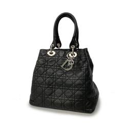 Christian Dior Tote Bag Cannage Leather Black Women's