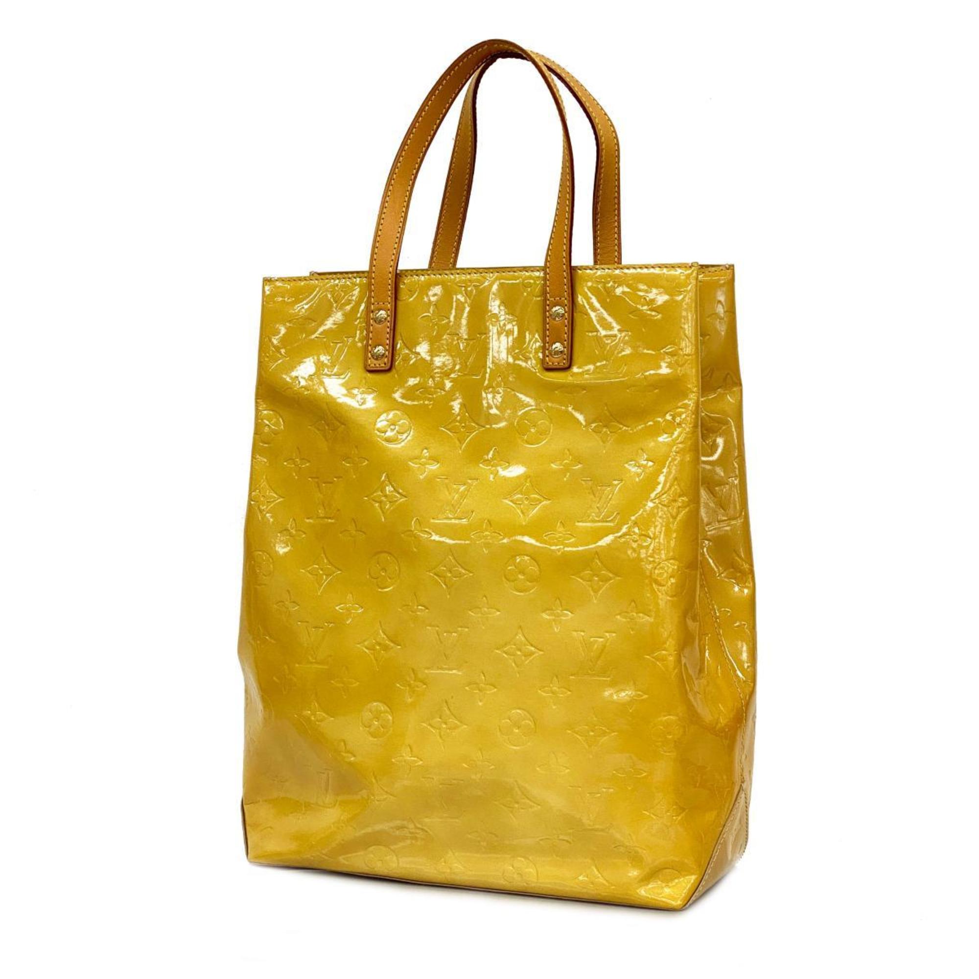 Louis Vuitton Tote Bag Vernis Reed MM M91141 Jaune Ladies