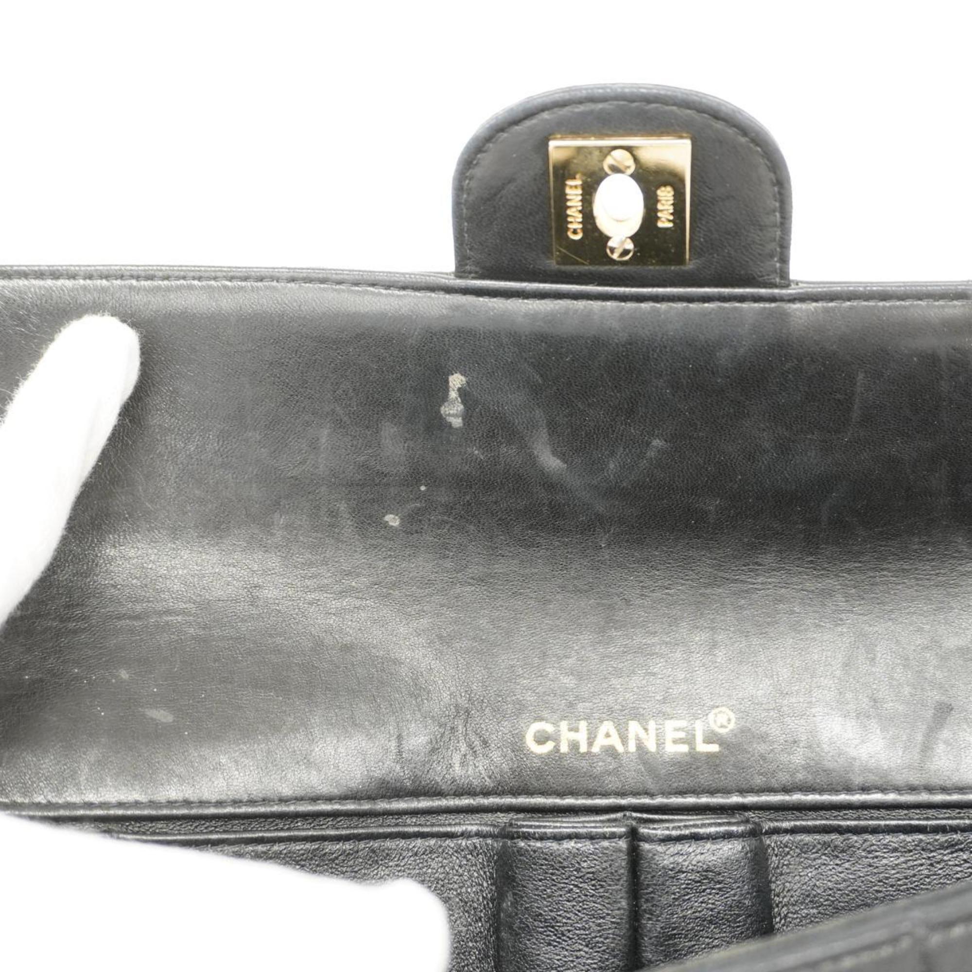 Chanel Shoulder Bag Chocolate Bar Chain Lambskin Black Women's