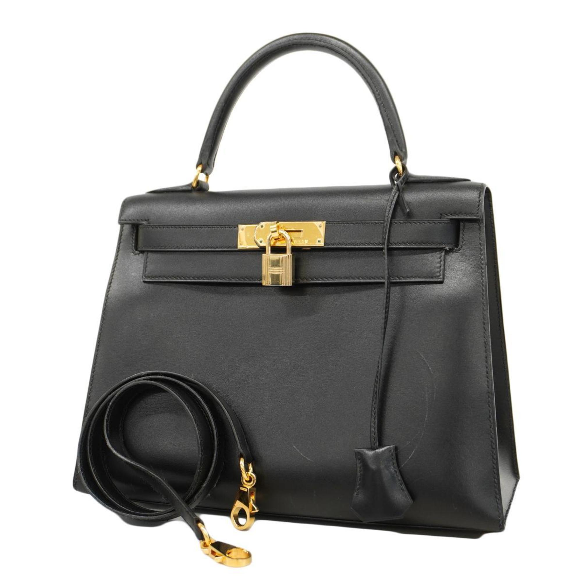 Hermes handbag Kelly 28 □C stamp Vache black ladies