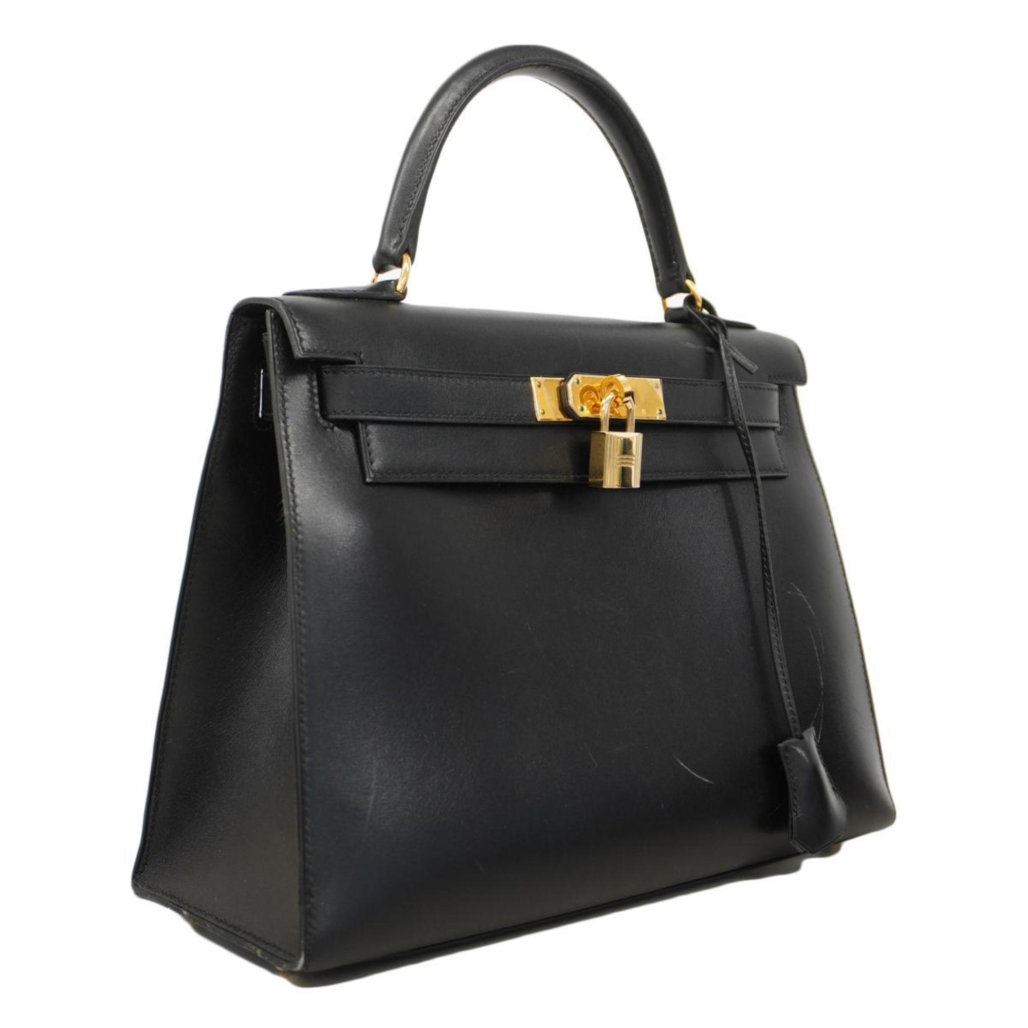 Hermes handbag Kelly 28 □C stamp Vache black ladies