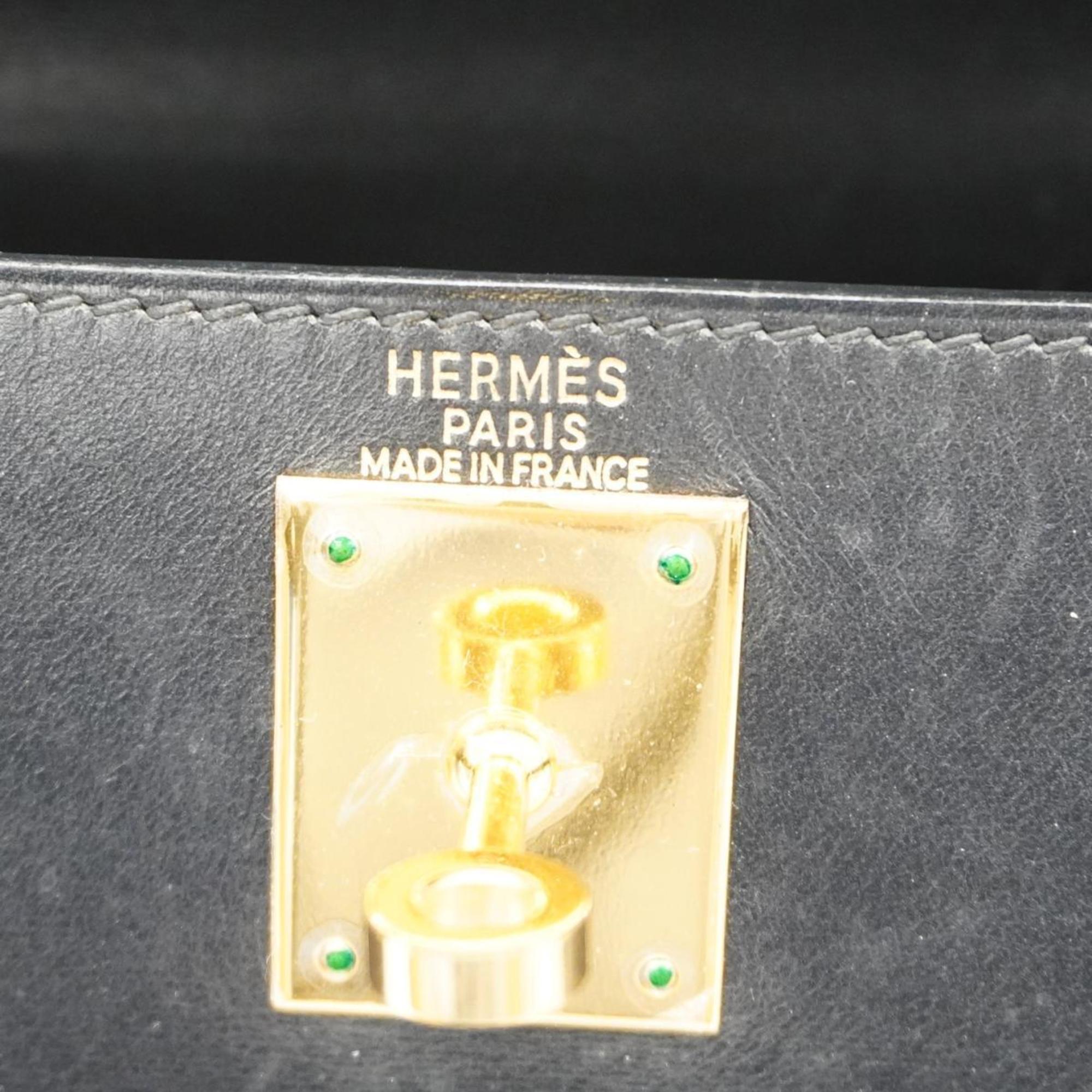 Hermes handbag Kelly 28 □C stamp Vache black ladies