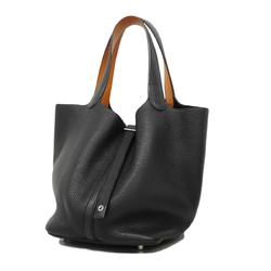 Hermes handbag Picotin Lock MM A stamp Taurillon Clemence Black Toffee Ladies