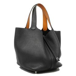 Hermes handbag Picotin Lock MM A stamp Taurillon Clemence Black Toffee Ladies