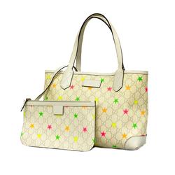 Gucci Tote Bag GG Supreme 309499 Leather White Women's