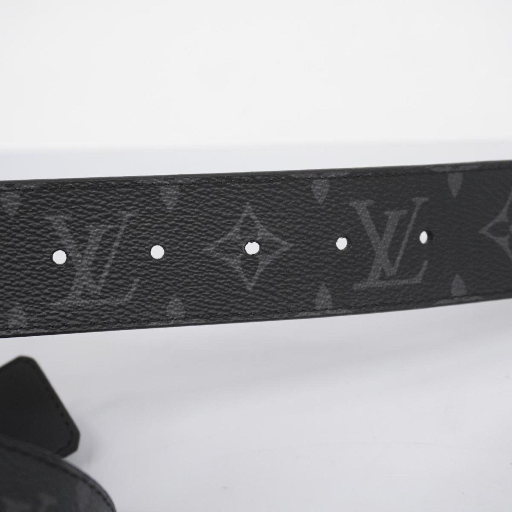 Louis Vuitton Belt Monogram Eclipse Santur LV Initial 40MM M9043 Black Grey Men's