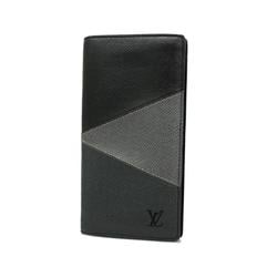 Louis Vuitton Long Wallet Taiga Portefeuille Brazza NM M30715 Grey Men's