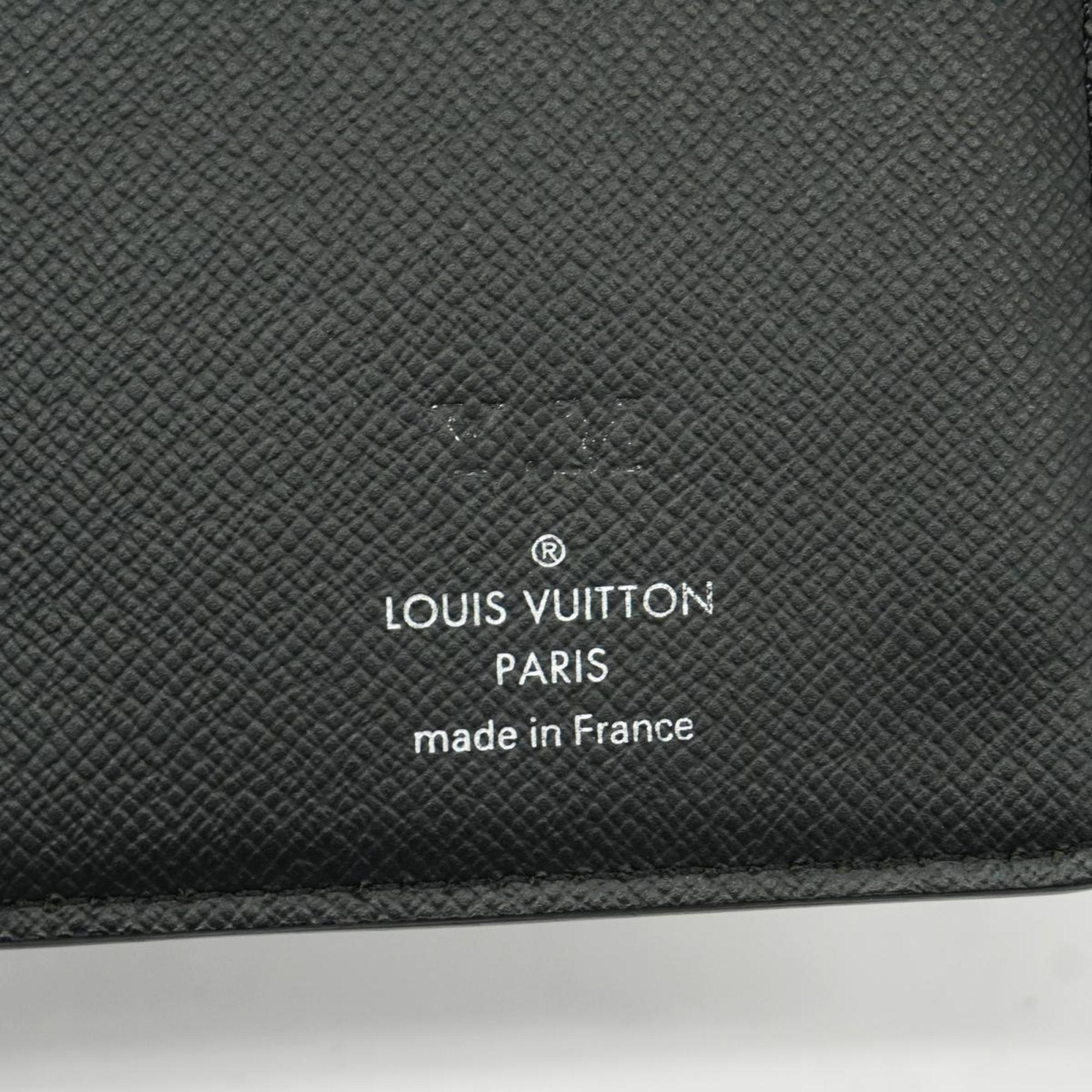 Louis Vuitton Long Wallet Taiga Portefeuille Brazza NM M30715 Grey Men's