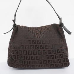 Fendi Handbag Zucchino Mamma Bucket Nylon Canvas Brown Black Women's