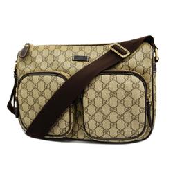 Gucci Shoulder Bag GG Supreme 246881 Brown Beige Champagne Women's