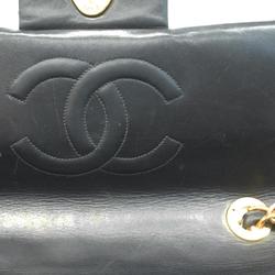 Chanel Shoulder Bag Deca Matelasse W Chain Lambskin Black Women's