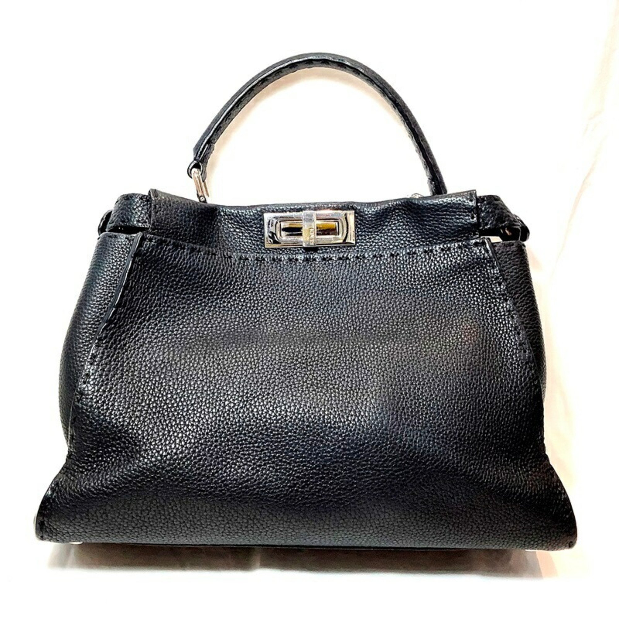 FENDI SELLERIA Peekaboo 8BN290 Q0J Handbag Black Shoulder Bag KB-8767