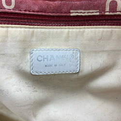 CHANEL Canvas Bi-Cea Line Plastic Chain Shoulder Tote Bag A18303 Red Silver Seal Printing Removed JA-19441