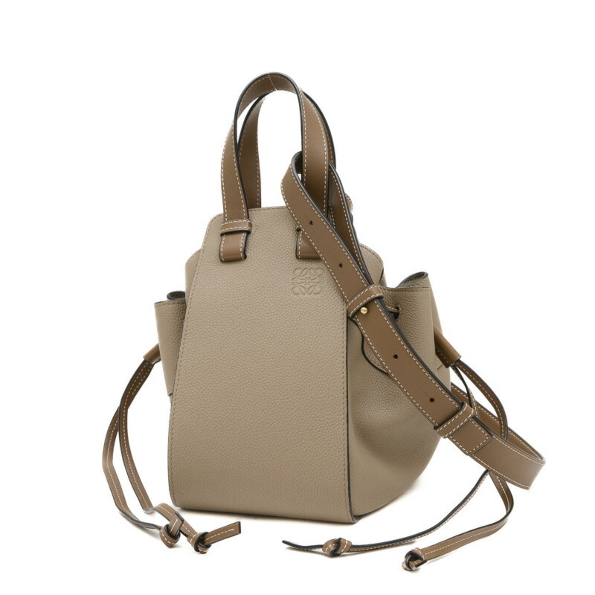 LOEWE Hammock Drawstring Small Shoulder Bag in Calfskin Sand Beige