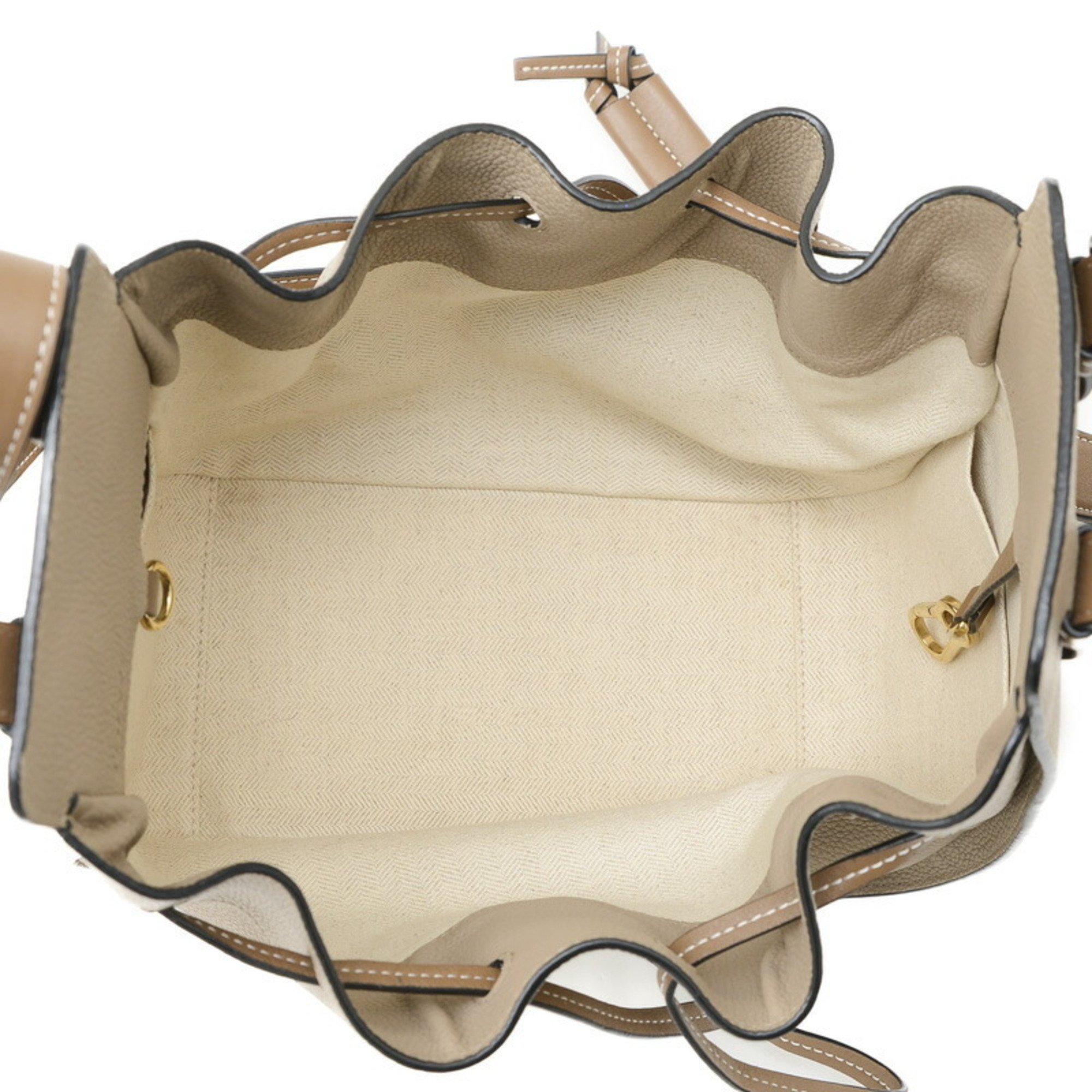 LOEWE Hammock Drawstring Small Shoulder Bag in Calfskin Sand Beige