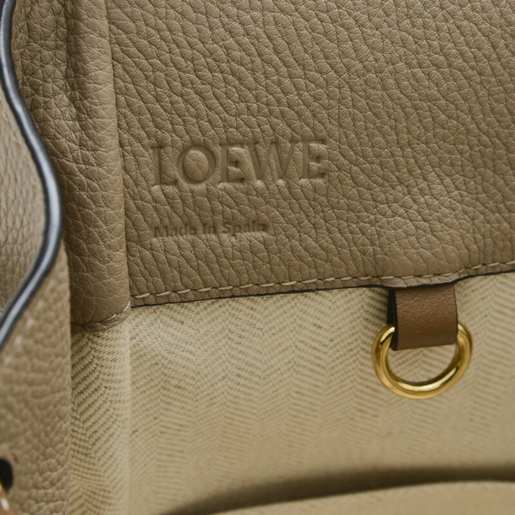 LOEWE Hammock Drawstring Small Shoulder Bag in Calfskin Sand Beige