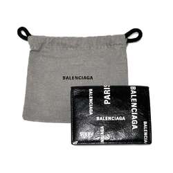 BALENCIAGA Men's Cash Mini Wallet Tri-fold Leather