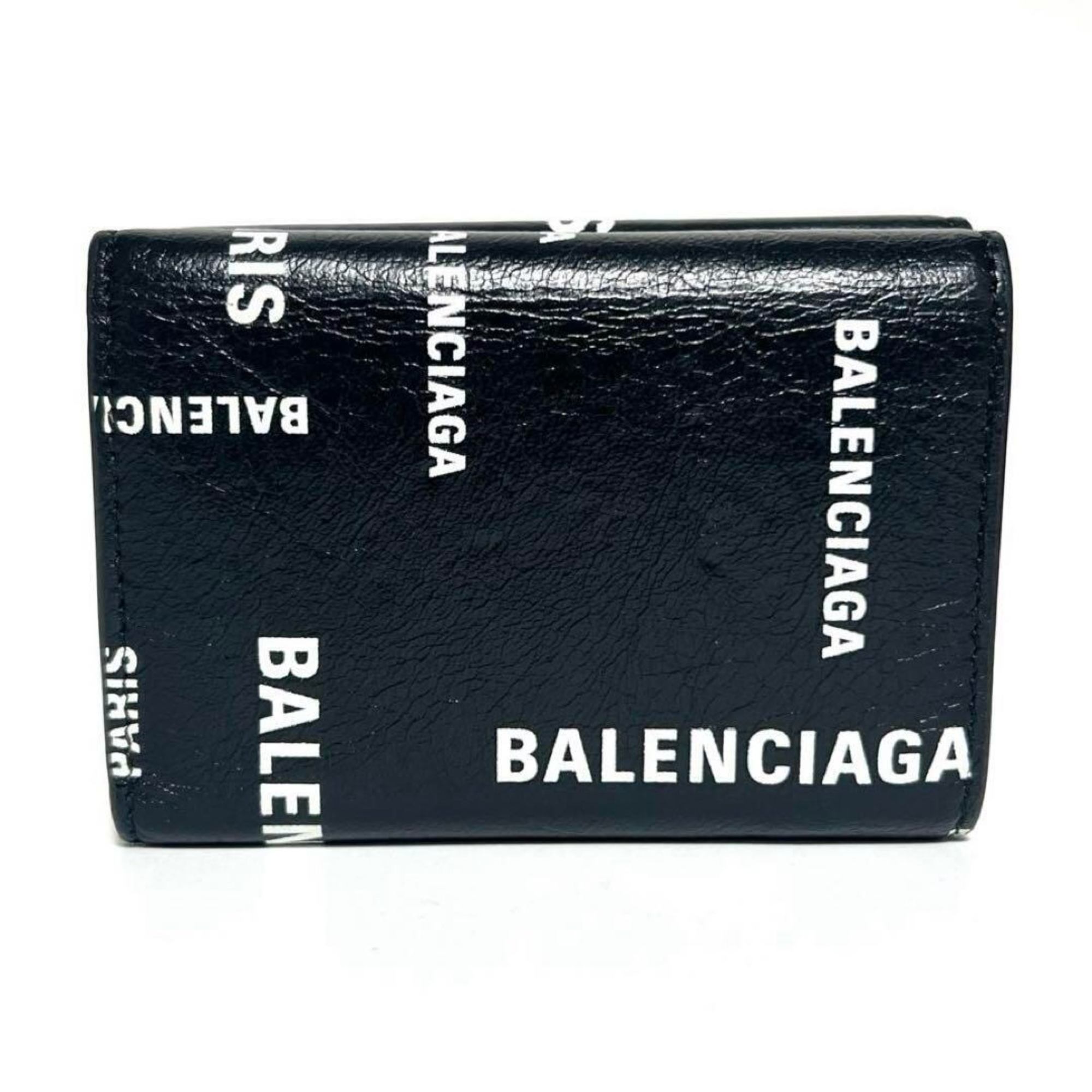 BALENCIAGA Men's Cash Mini Wallet Tri-fold Leather