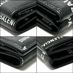 BALENCIAGA Men's Cash Mini Wallet Tri-fold Leather