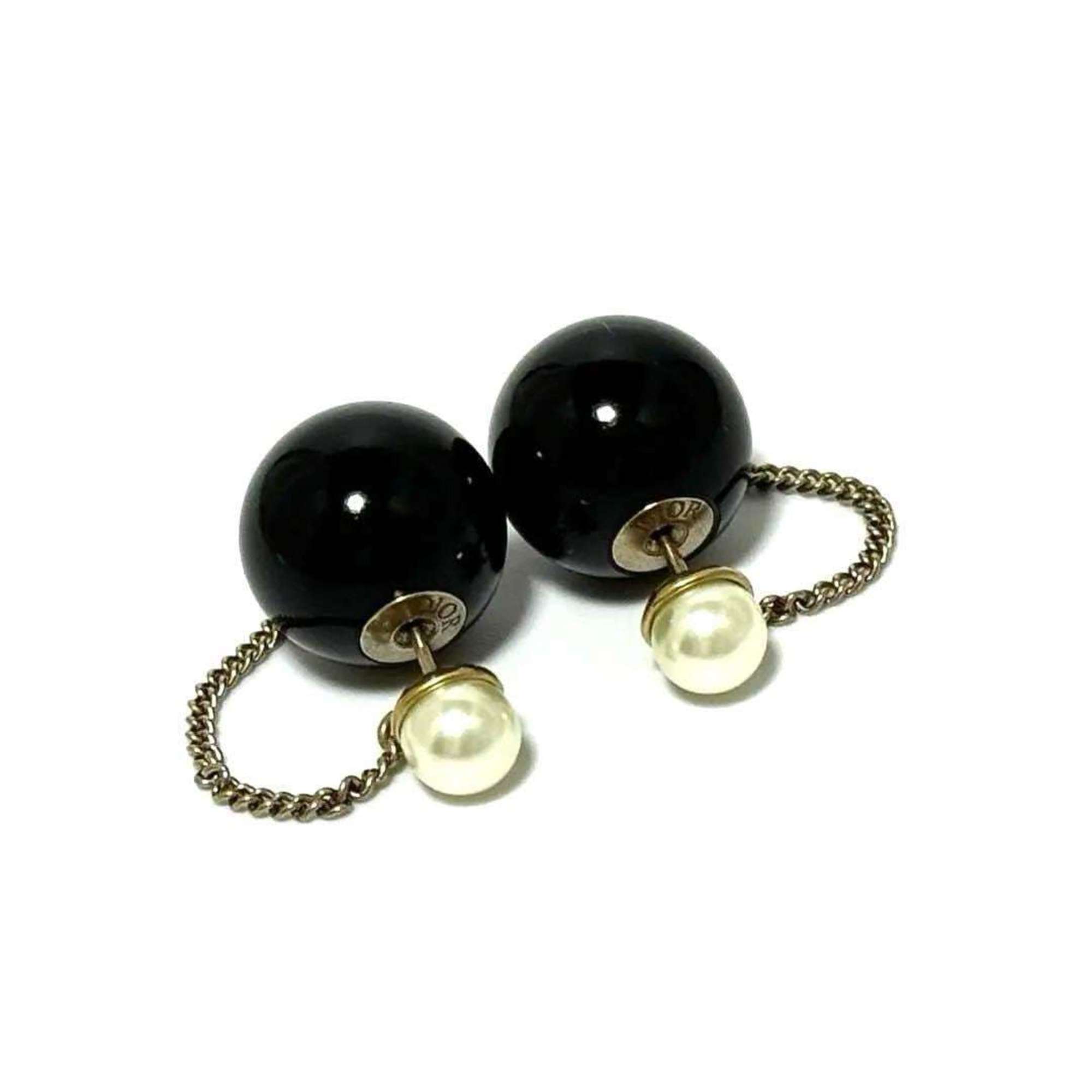 Christian Dior Dior Women's Tribal Earrings Black Faux Pearl