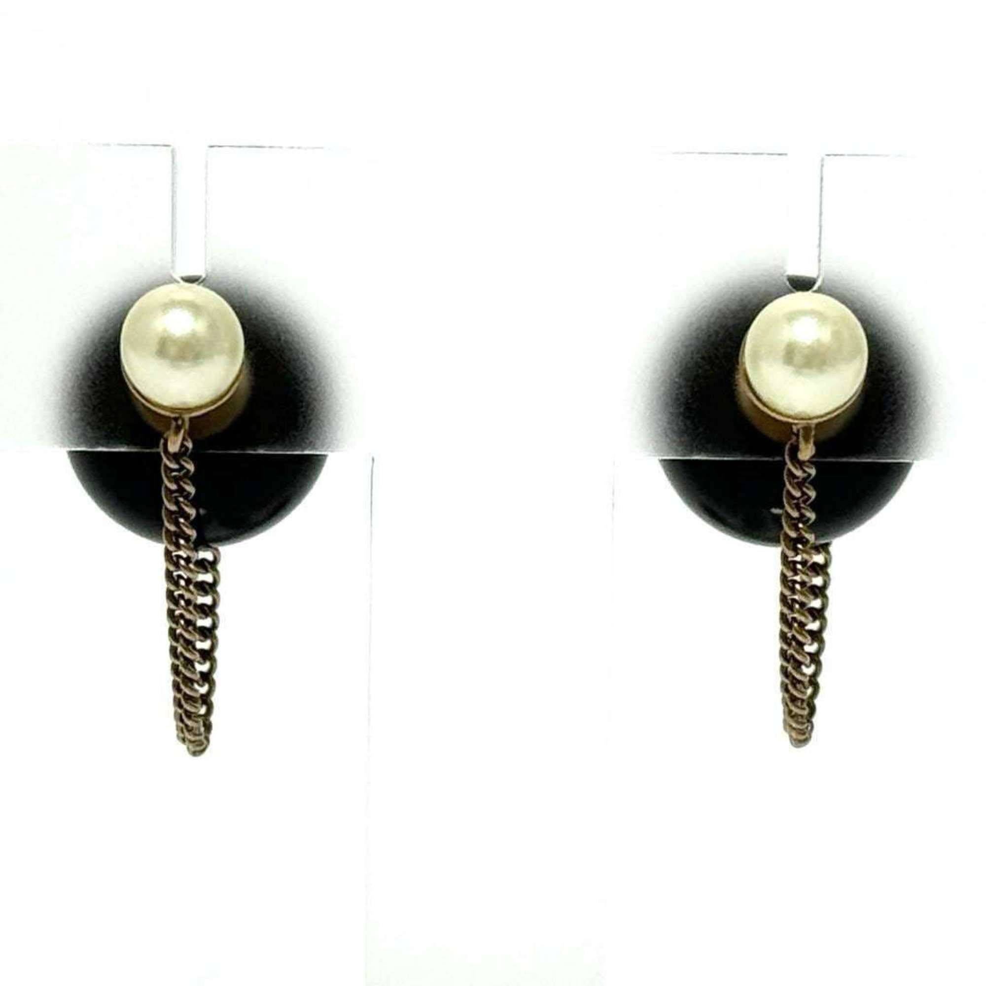 Christian Dior Dior Women's Tribal Earrings Black Faux Pearl