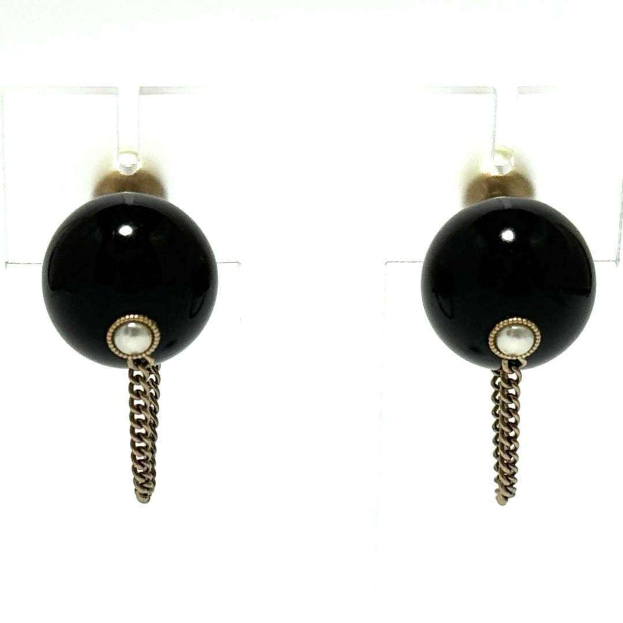 Christian Dior Dior Women's Tribal Earrings Black Faux Pearl