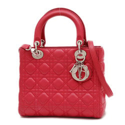 Christian Dior Dior Lady Cannage Bag Medium Lambskin Red