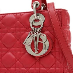 Christian Dior Dior Lady Cannage Bag Medium Lambskin Red