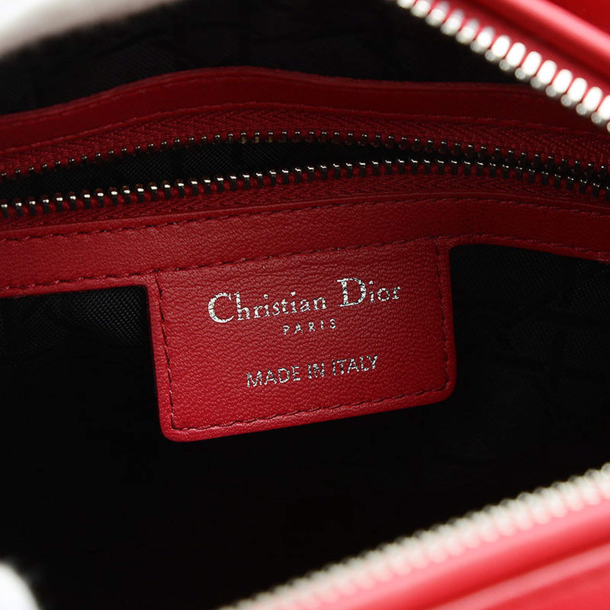 Christian Dior Dior Lady Cannage Bag Medium Lambskin Red