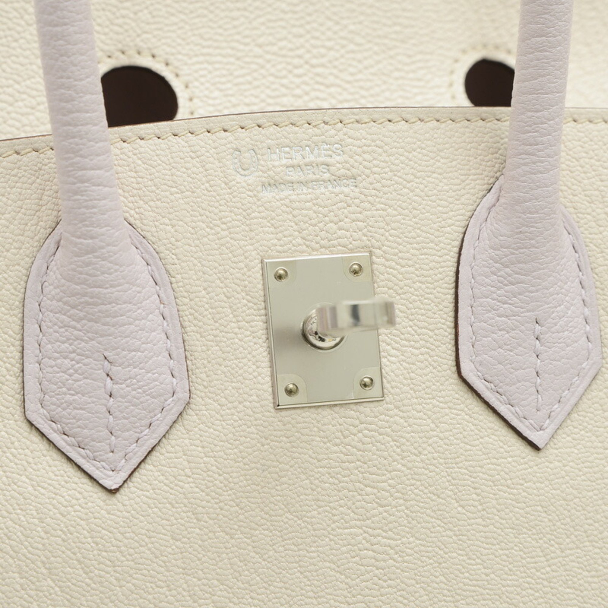 Hermes Birkin 25 Personal Handbag Chevre Cle Mauve Pale B Stamp