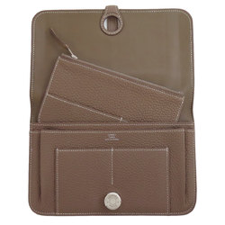 Hermes Dogon GM Etoupe Long Wallet Taurillon Women's HERMES