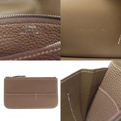 Hermes Dogon GM Etoupe Long Wallet Taurillon Women's HERMES