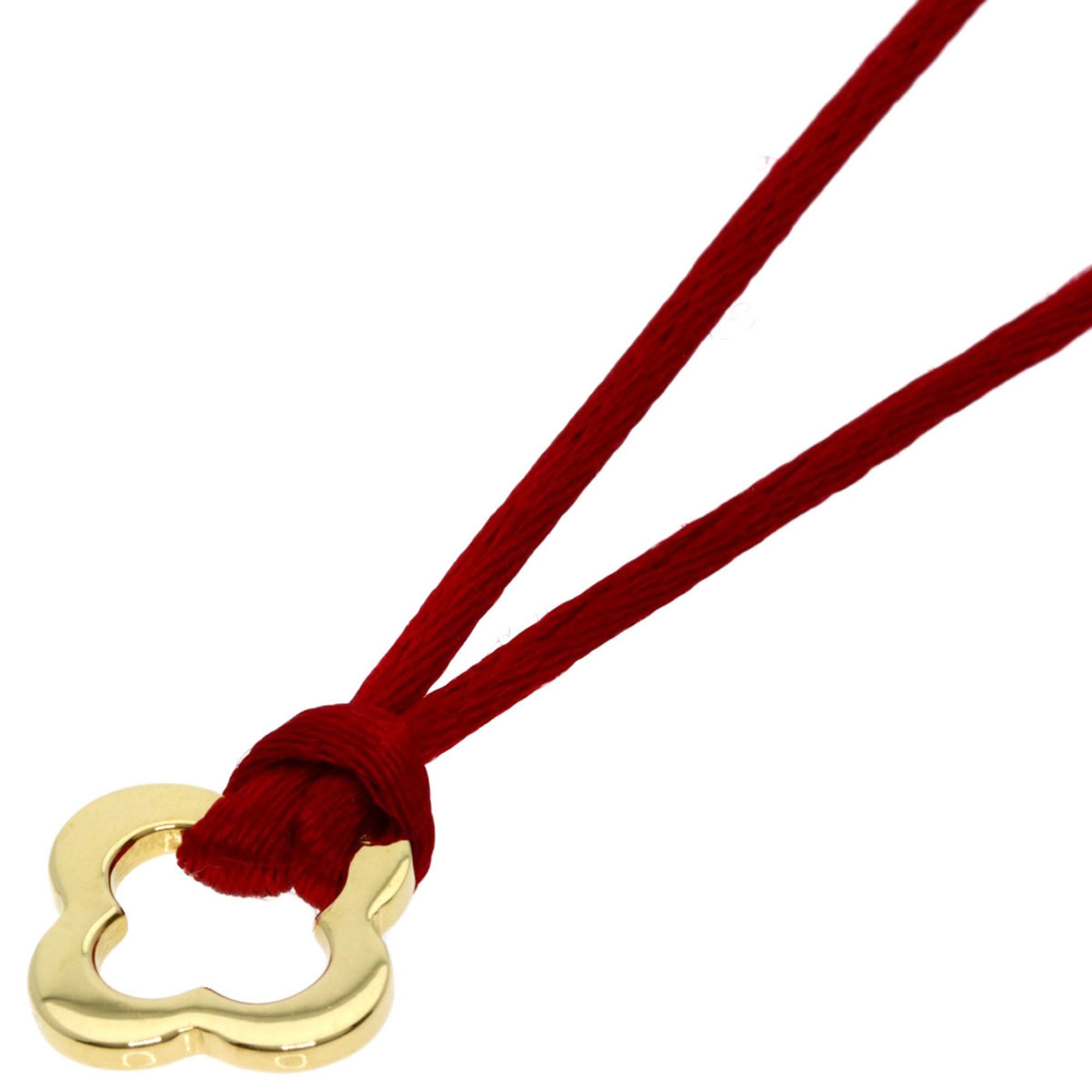 Van Cleef & Arpels Byzantine Alhambra Necklace with Red Cord, 18K Yellow Gold, Women's,