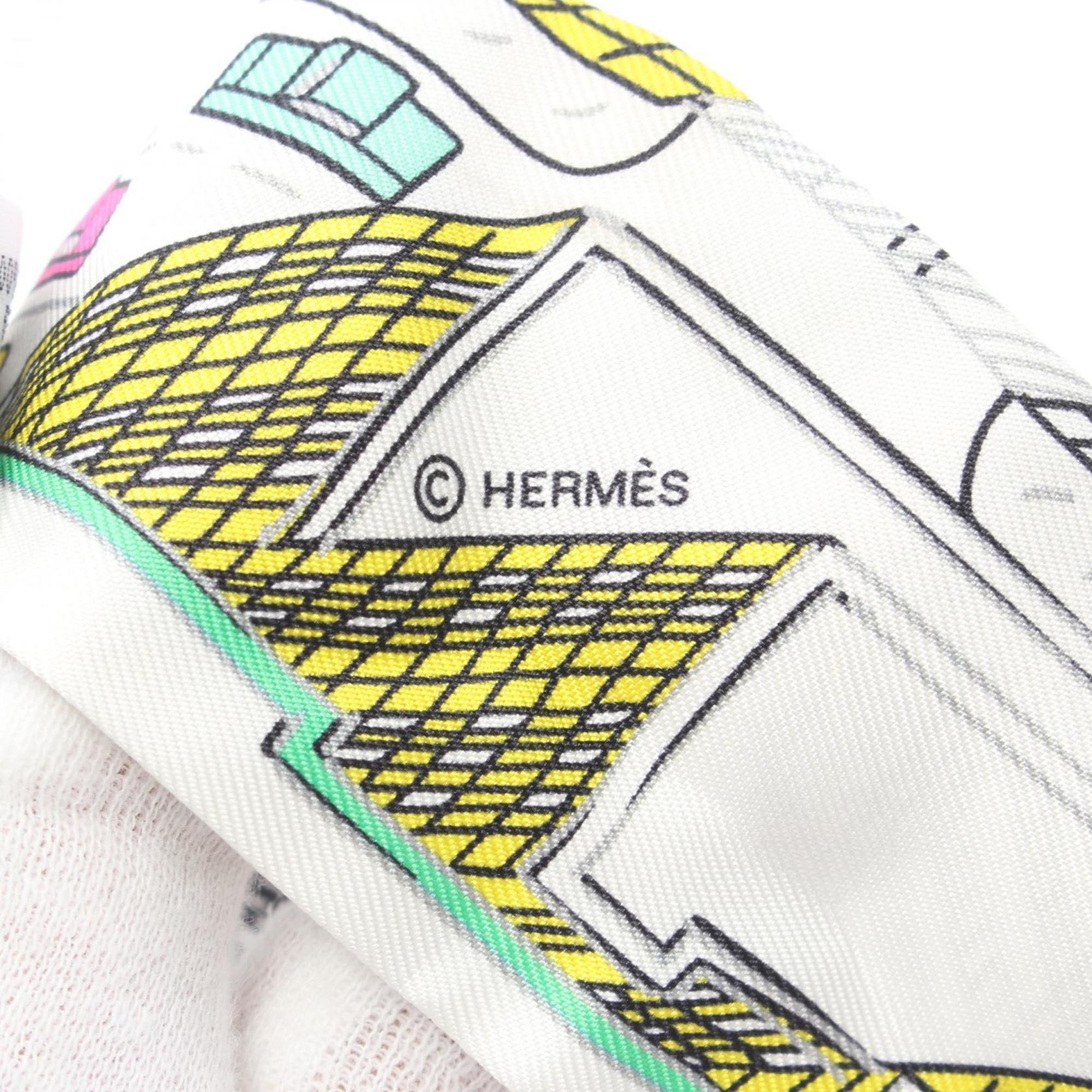 Hermes HERMES Twilly PANTIN CITY Scarf Silk Women's White Multicolor