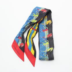 Hermes HERMES Twilly ROCABAR Scarf Silk Women's Blue Black Multicolor