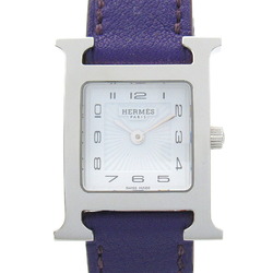 Hermes HERMES H Watch Wristwatch Stainless Steel Leather Strap Women's White HH1.210