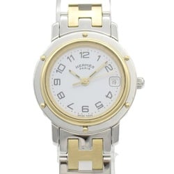 Hermes Clipper Watch, GP (Gold Plated), Stainless Steel, Women's, White, CL4.220