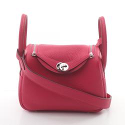 Hermes Lindy Rose Extreme Shoulder Bag Taurillon Clemence Women's Pink