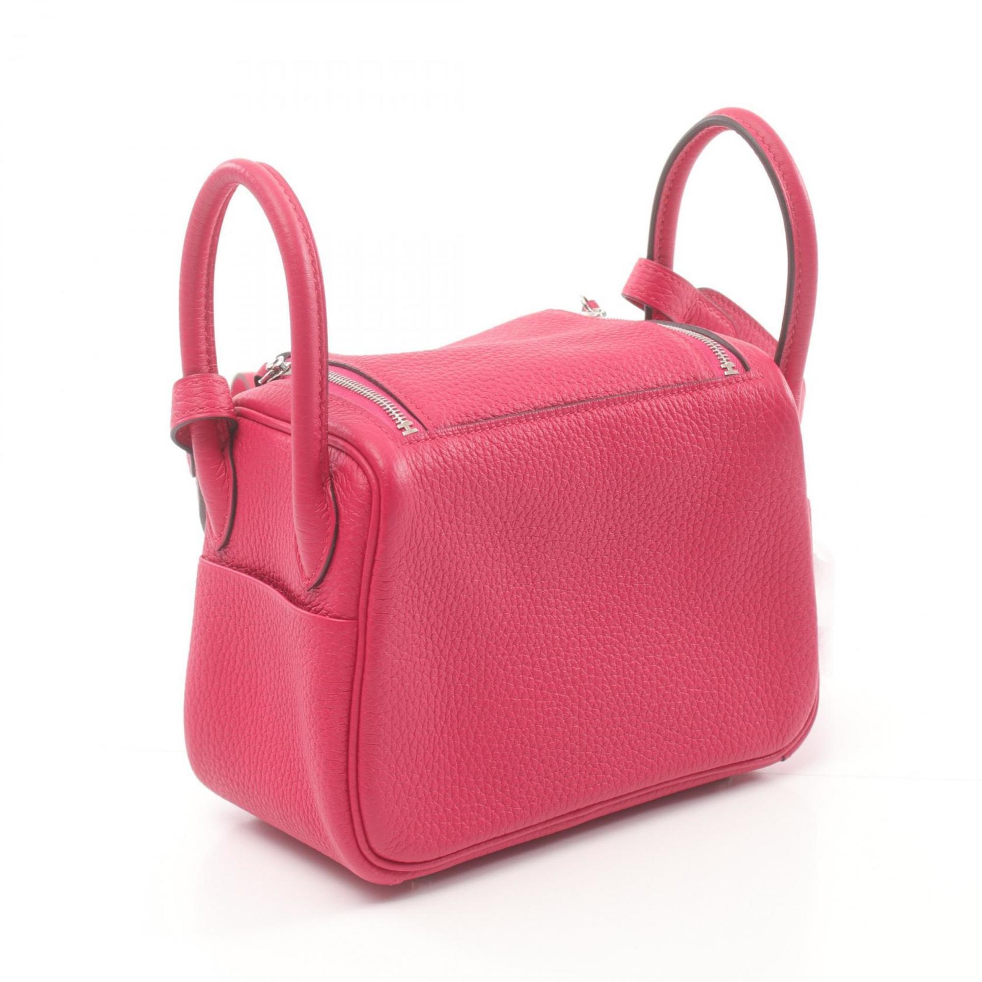 Hermes Lindy Rose Extreme Shoulder Bag Taurillon Clemence Women's Pink