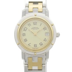 Hermes Clipper Combi Watch GP (Gold Plated) Stainless Steel Ladies Ivory CL4.220