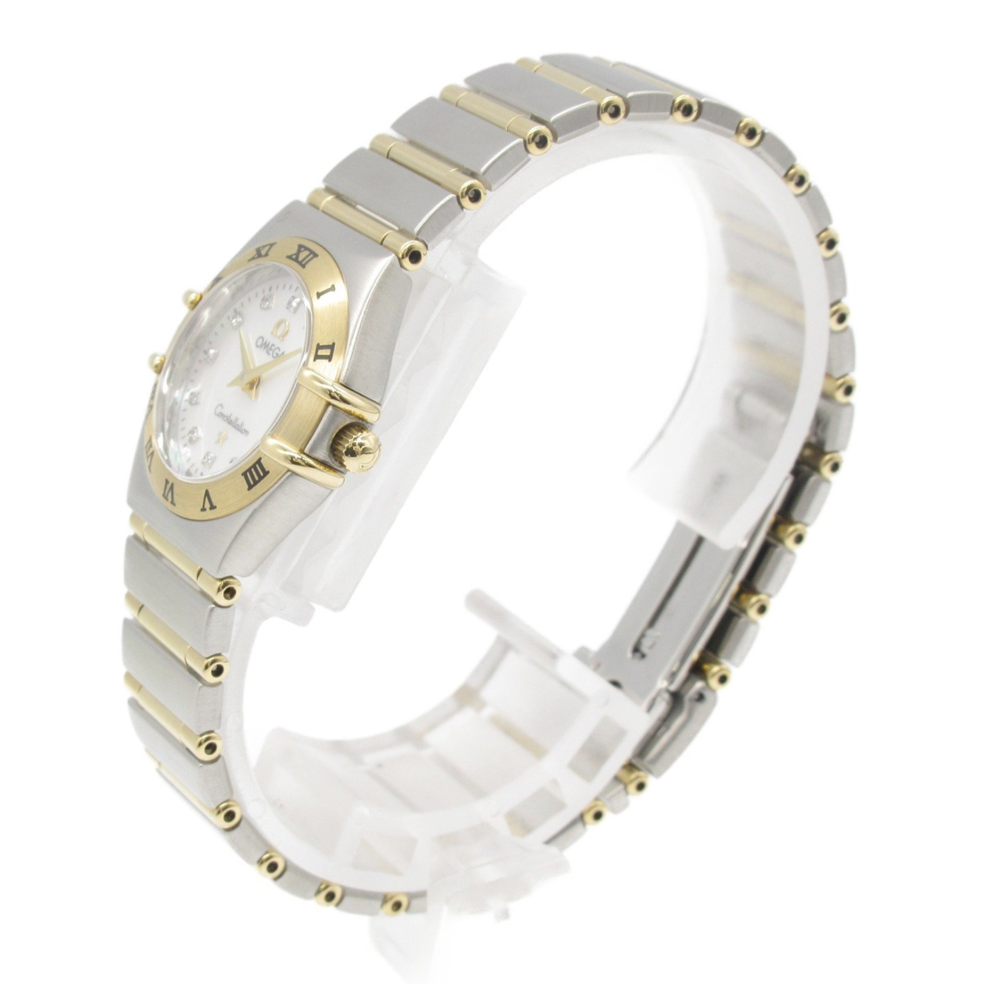 OMEGA Constellation 12P Diamond Watch, K18 (Yellow Gold), Stainless Steel, Diamond, Ladies, White, White Shell, 1262.75